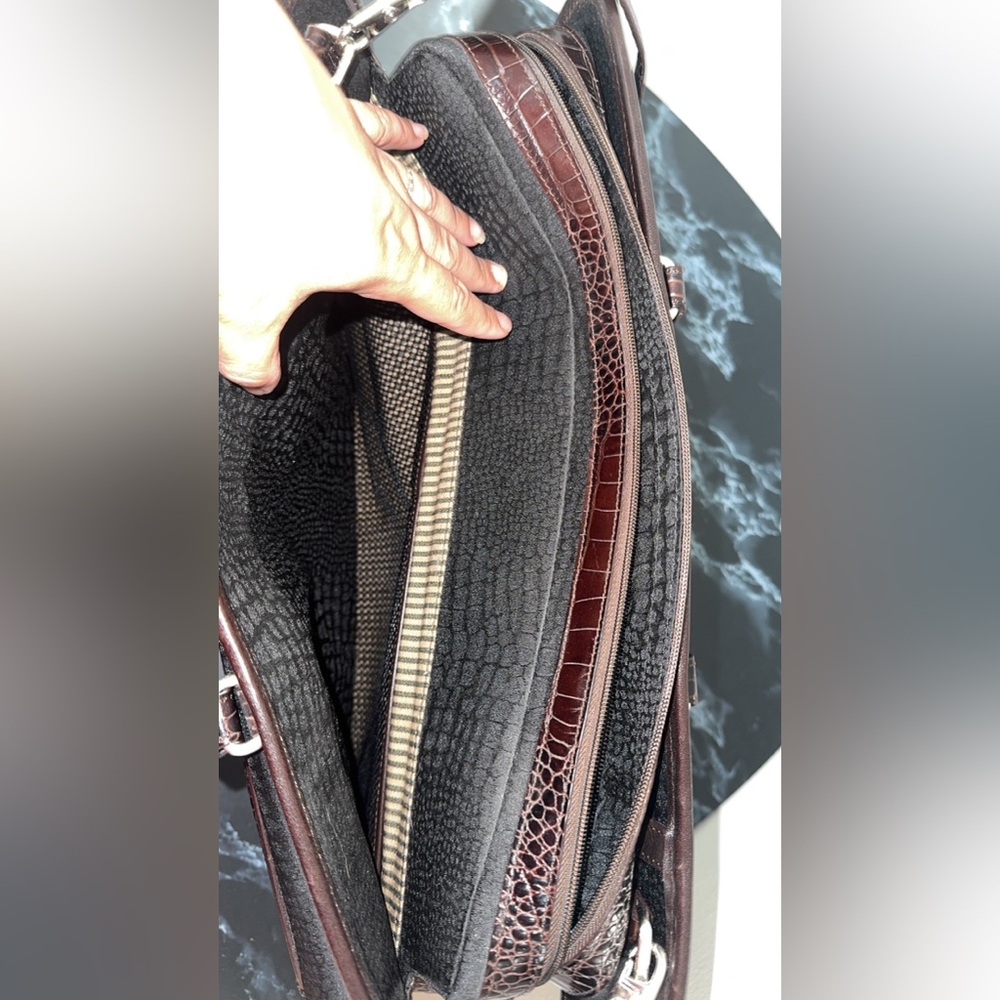 BRIGHTON Martha Bag Briefcase Bag Laptop IPad Large Bag Black Brown AUTHENTIC - Picture 13 of 16